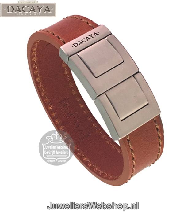 Leren armband Dacaya Fat Chopper Cognac 20mm F122320 - Afbeelding 2