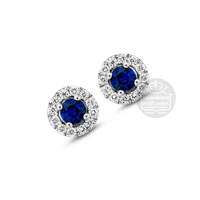 Excellent Jewelry Oorbellen OG215438 witgoud saffier briljant 0,14crt - Afbeelding 3