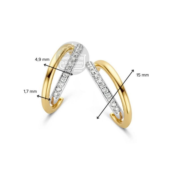 Excellent Jewelry Oorbellen OP417159 bicolor briljant 0,18 crt - Afbeelding 2