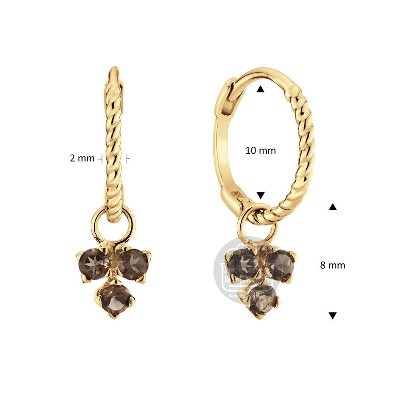 Jackie Gold Triangle Smoky Quartz Hoops JKE24.019 - Afbeelding 3