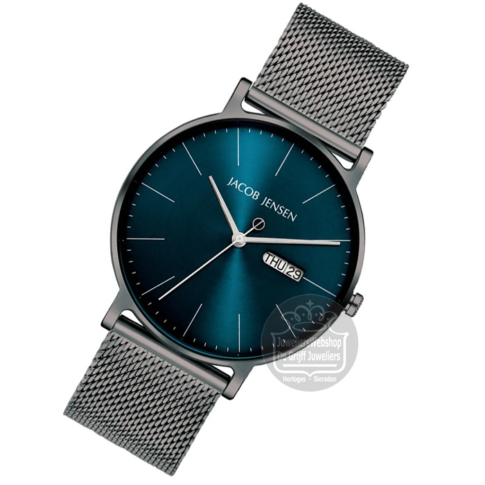 Jacob Jensen 167 Timeless Nordic Titanium Sapphire Herenhorloge - Afbeelding 3