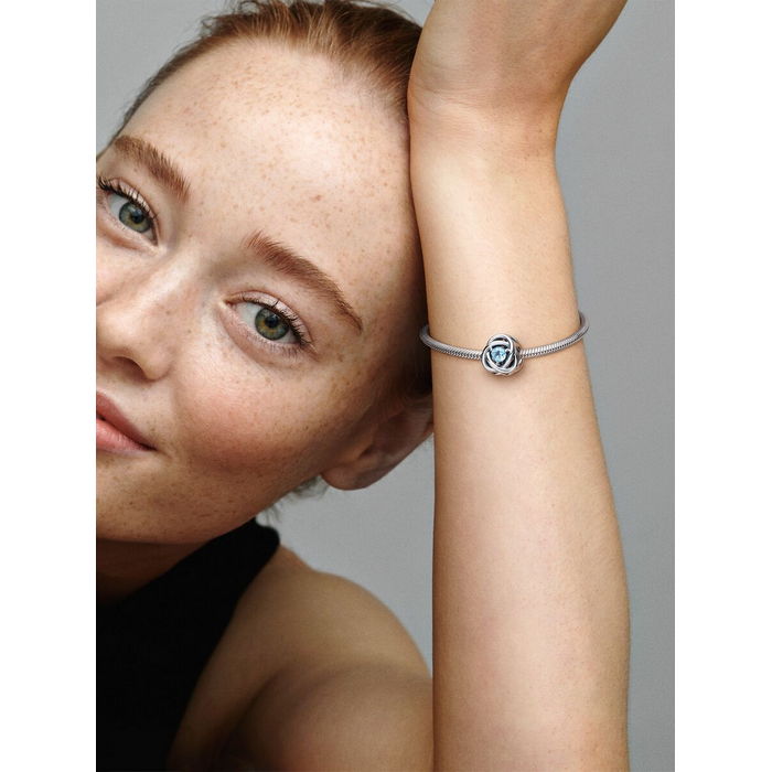 Pandora Bedel Silver Geboortesteen Maart Infinity Charm 790065C09 - Afbeelding 2