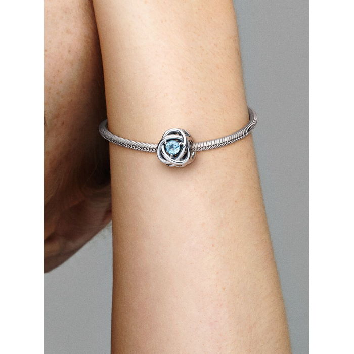Pandora Bedel Silver Geboortesteen Maart Infinity Charm 790065C09 - Afbeelding 3