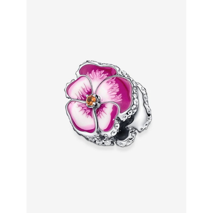 Pandora Bedel Silver Roze Viooltje Charm 790777C01 - Afbeelding 4