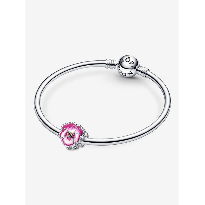 Pandora Bedel Silver Roze Viooltje Charm 790777C01 - Afbeelding 5