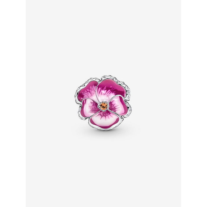 Pandora Bedel Silver Roze Viooltje Charm 790777C01 - Afbeelding 6