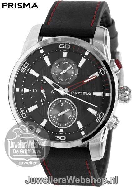 Prisma Horloge P1590 Heren Traveller Time Zwart - Afbeelding 4