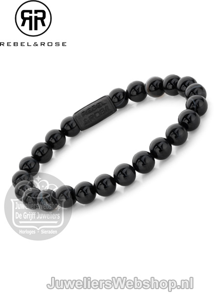Rebel and Rose Black Velvet RR-80072-B-L Armband 8mm Zwart 19cm - Afbeelding 2