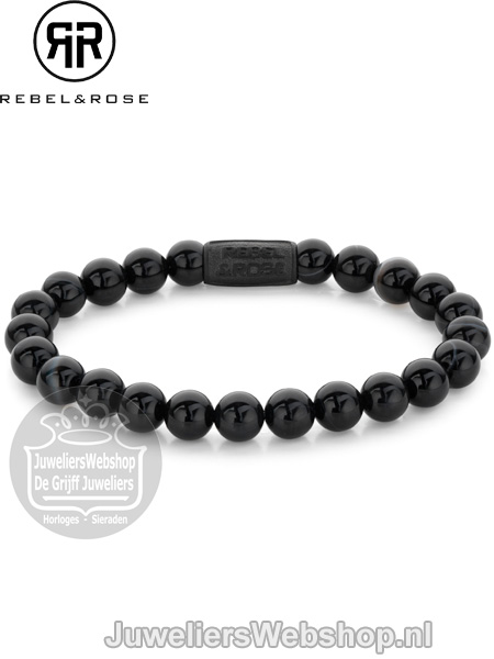 Rebel and Rose Black Velvet RR-80072-B-L Armband 8mm Zwart 19cm - Afbeelding 3