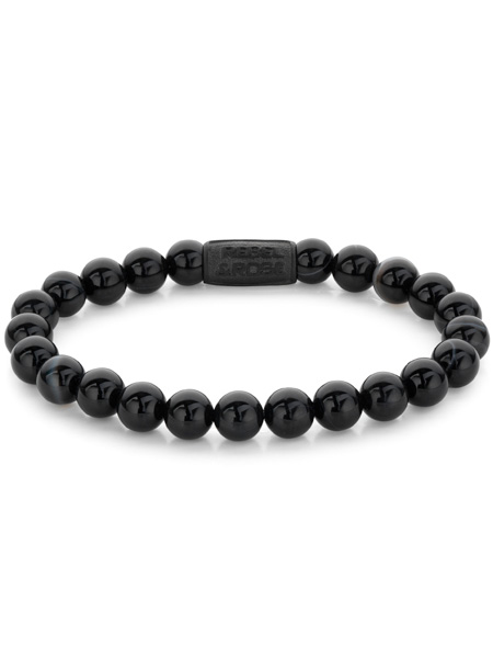 Rebel and Rose Black Velvet RR-80072-B-L Armband 8mm Zwart 19cm