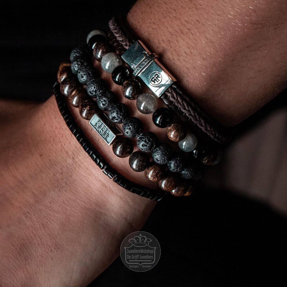 Rebel and Rose Slices The Black Stone RR-40073-S-L Armband 4mm 19cm - Afbeelding 3