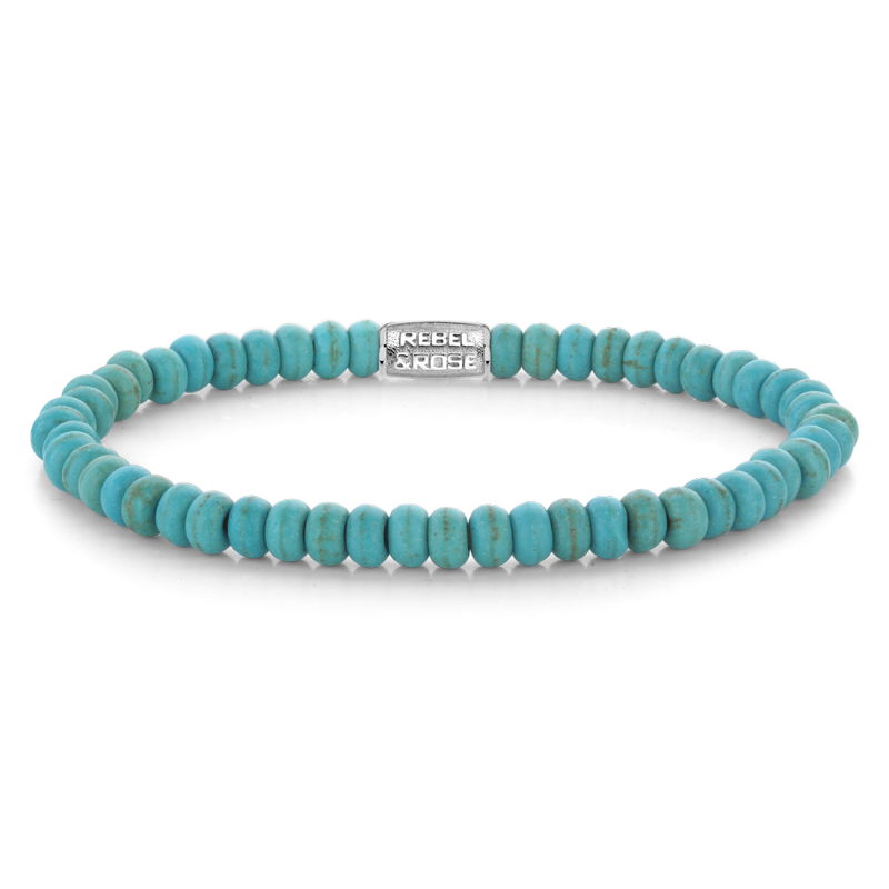 Rebel and Rose Round Slices Turquoise RR-40121-S-L Armband 4mm 19 cm