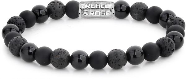 Rebel and Rose Black Rocks RR-80041-S-L Armband 8mm Zwart 19cm - Afbeelding 3