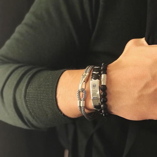 Rebel and Rose Black Rocks RR-80041-S-L Armband 8mm Zwart 19cm - Afbeelding 4