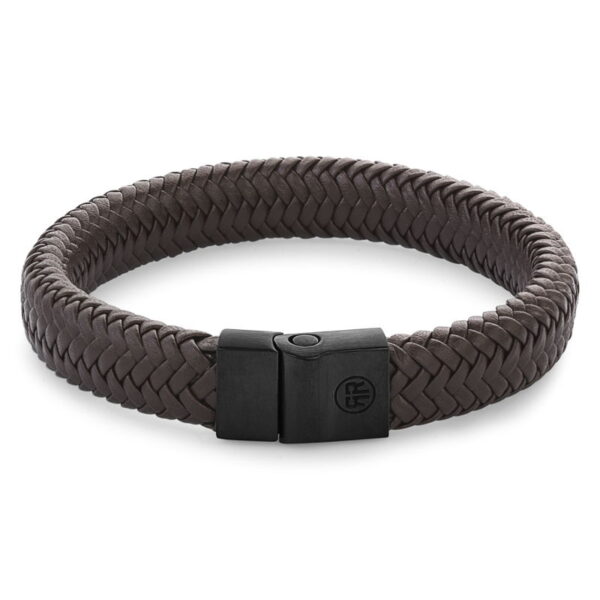 Rebel and Rose Full Metal Herringbone Brown Black RR-M0023-B-M Armband 17,5 cm