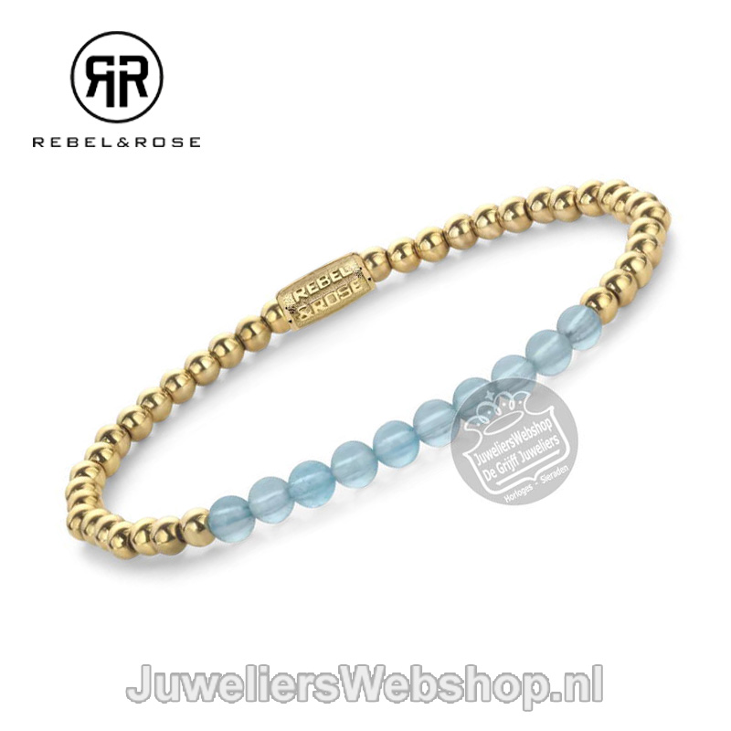 Rebel and Rose Blue Sky meets Yellow Gold RR-40137-G-S Armband 16,5cm - Afbeelding 2