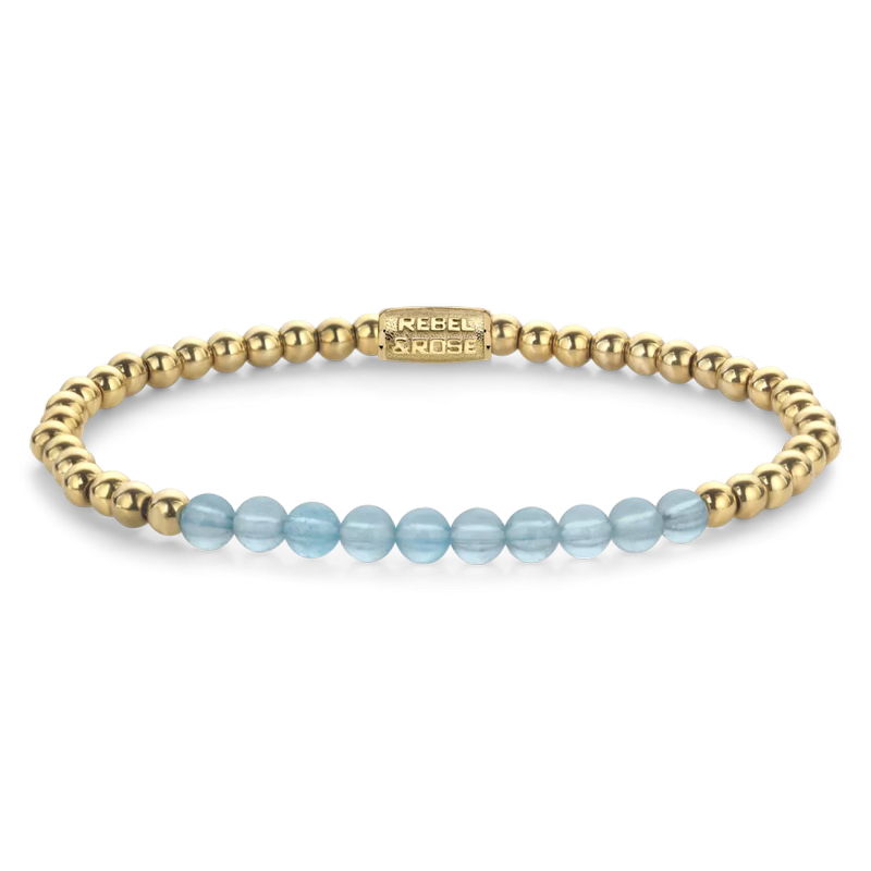 Rebel and Rose Blue Sky meets Yellow Gold RR-40137-G-S Armband 16,5cm