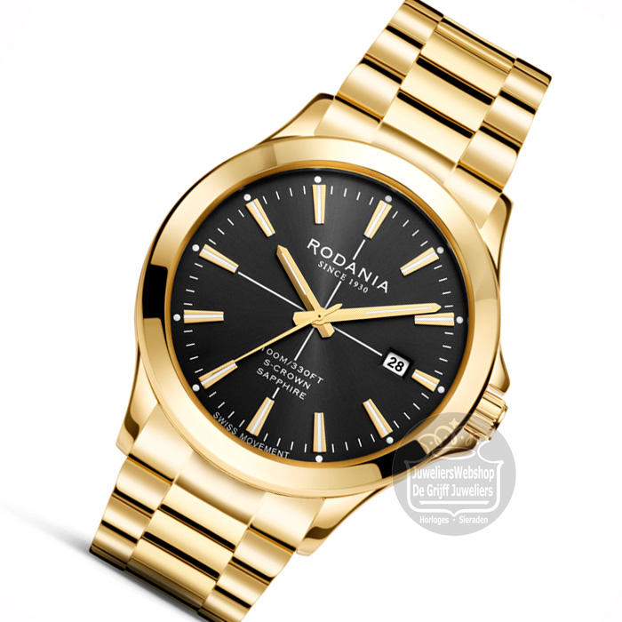 Rodania Verbier Cross Herenhorloge R17024 Gold Plated zwart - Afbeelding 3
