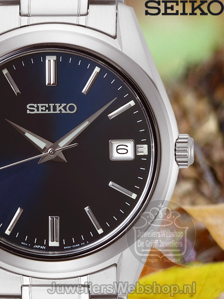 Seiko Heren analoog kwarts horloge met roestvrij stalen armband SSB447P1, zilver, Classic Dress