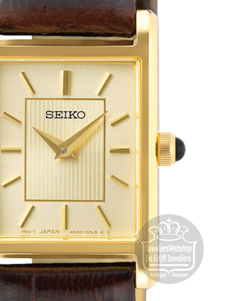 Seiko SWR066P1 Dameshorloge Gold Plated leer - Afbeelding 2