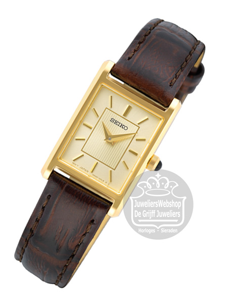 Seiko SWR066P1 Dameshorloge Gold Plated leer - Afbeelding 3