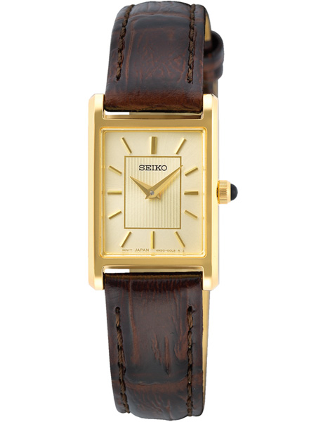 Seiko SWR066P1 Dameshorloge Gold Plated leer