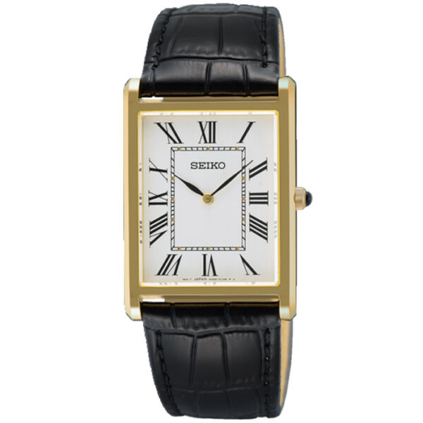 Seiko SWR104P1 horloge Gold Plated Leer Saffier