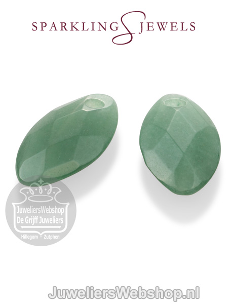 Sparkling Jewels Eardrops Earring Editions Facet Green Aventurine Ear Leaf EAGEM29-FCLF-S - Afbeelding 2