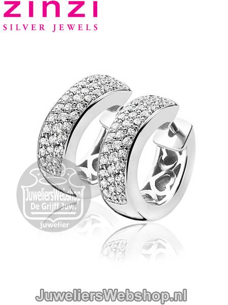 Zinzi Creolen ZIO1183 Zilver Wit - Afbeelding 2