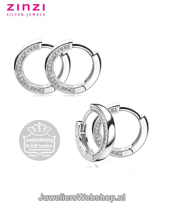 Zinzi Creolen ZIO1513 Zilver Zirkonia - Afbeelding 2