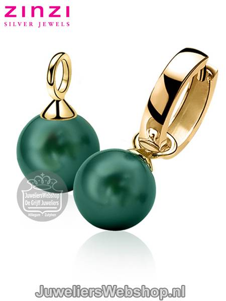 Zinzi Creoolhanger ZICH 266GG Parels Groen verguld - Afbeelding 3