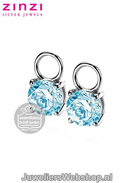 Zinzi Creoolhanger ZICH1300B Zirkonia Blauw - Afbeelding 3
