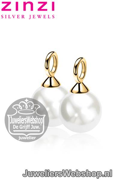 Zinzi Creoolhanger ZICH 266WG Parels Wit verguld - Afbeelding 3