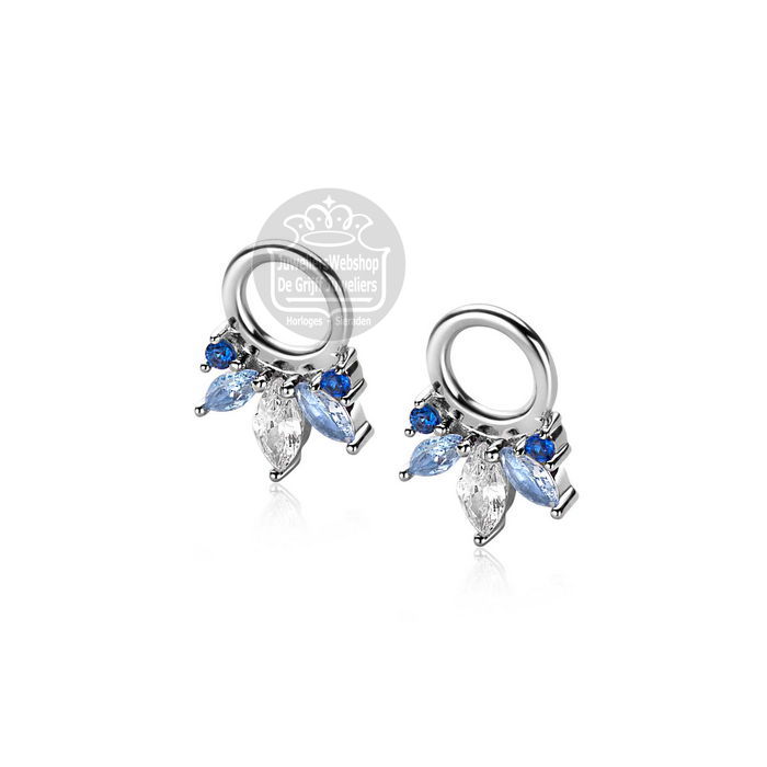 Zinzi Creoolhanger ZICH2633B Zirkonia Wit Blauw - Afbeelding 2