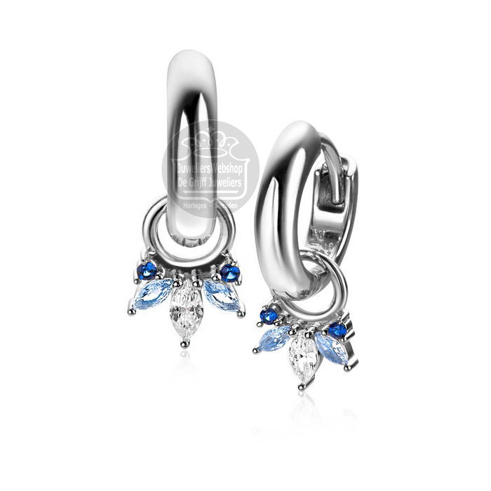Zinzi Creoolhanger ZICH2633B Zirkonia Wit Blauw - Afbeelding 3