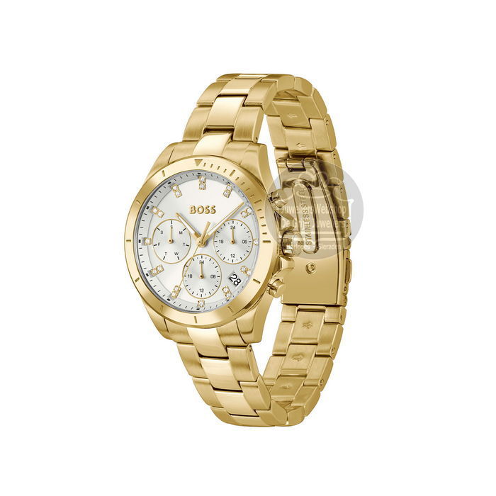 Hugo Boss Alley Chrono Horloge Dames HB1502829 Goldplated - Afbeelding 3