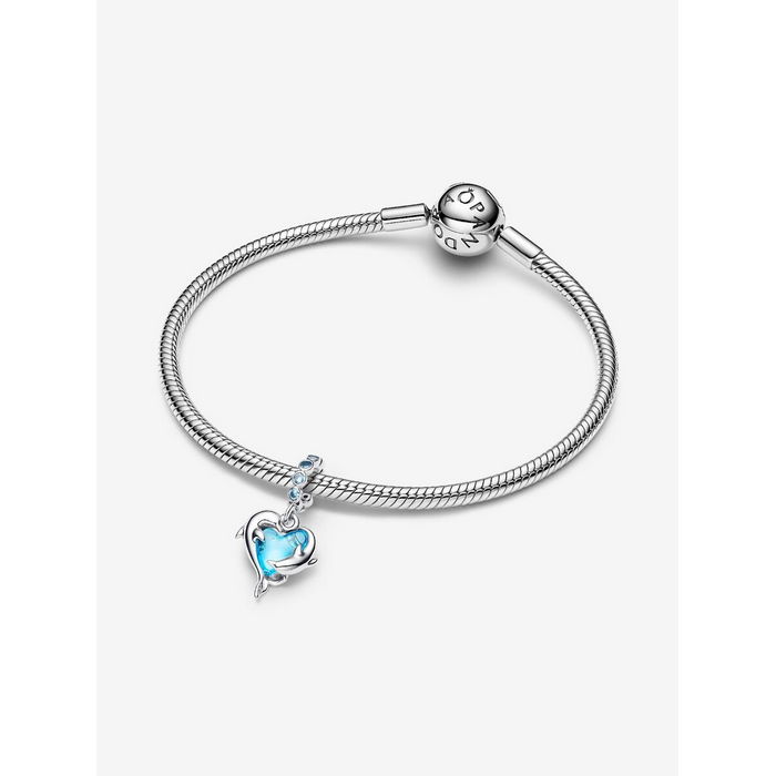 Pandora Bedel Silver Blauwe Muranoglas Dolfijnen Charm 793924C01 - Afbeelding 3