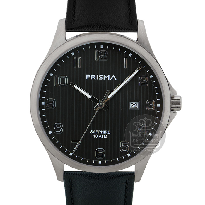 Prisma Horloge P1407 Heren Titanium Leer Zwart - Afbeelding 3