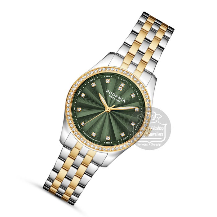 Rodania Gstaad Dameshorloge R11045 Bicolor Groen - Afbeelding 3