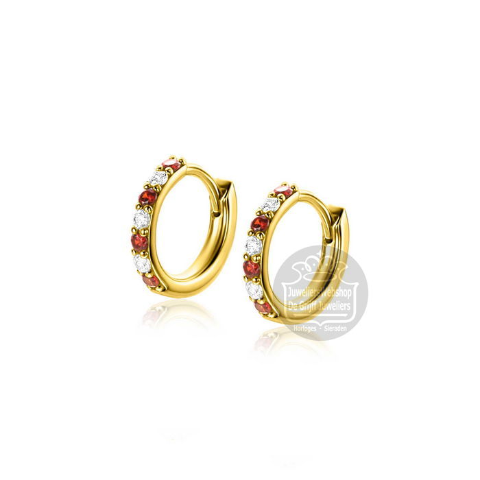 Zinzi Oorringen ZIO2558 verguld rood wit zirkonia - Afbeelding 3