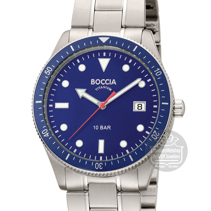 Boccia 3664-04 horloge titanium blauw - Afbeelding 3