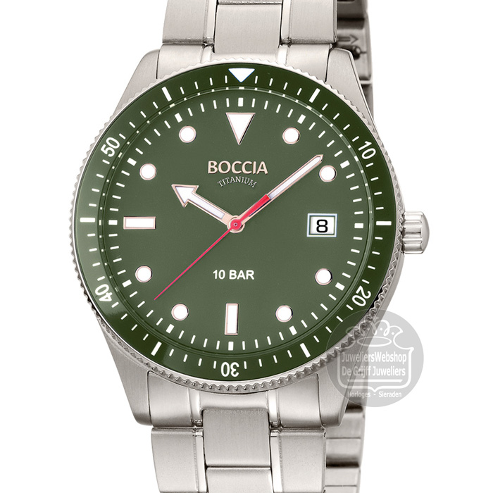 Boccia 3664-05 horloge titanium groen - Afbeelding 3