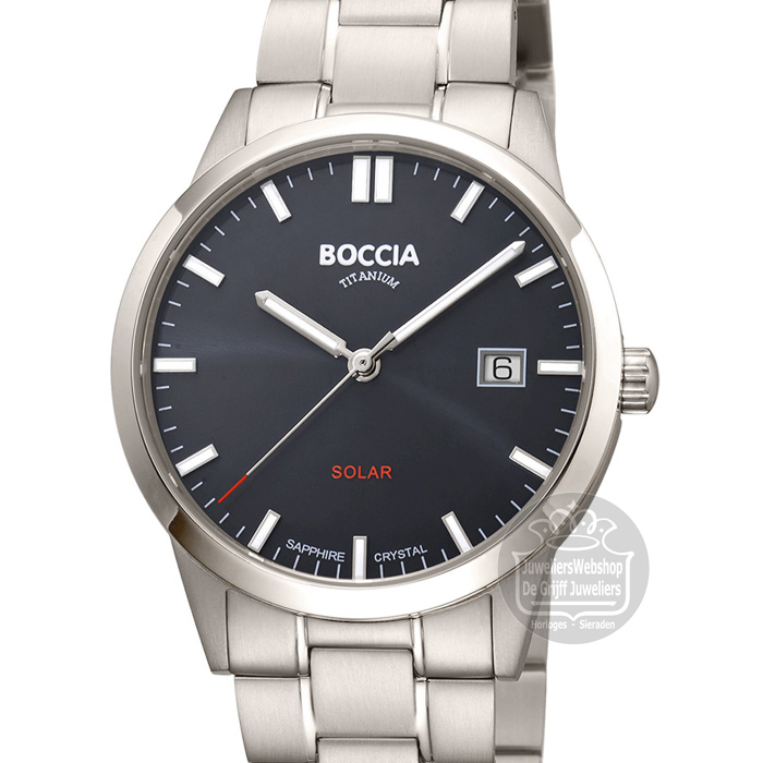 Boccia 3673-02 Solar horloge heren titanium donkerblauw - Afbeelding 3