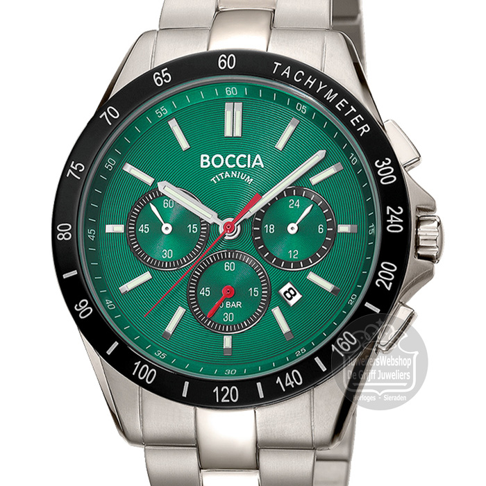 Boccia 3733-02 horloge heren titanium chrono groen - Afbeelding 3