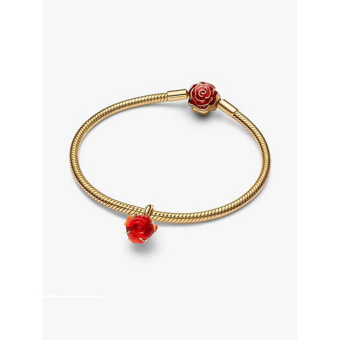 Pandora bedel Goldplated Disney Belle en het Beest Betoverende Roos Charm 764018C01 Collabs - Afbeelding 3
