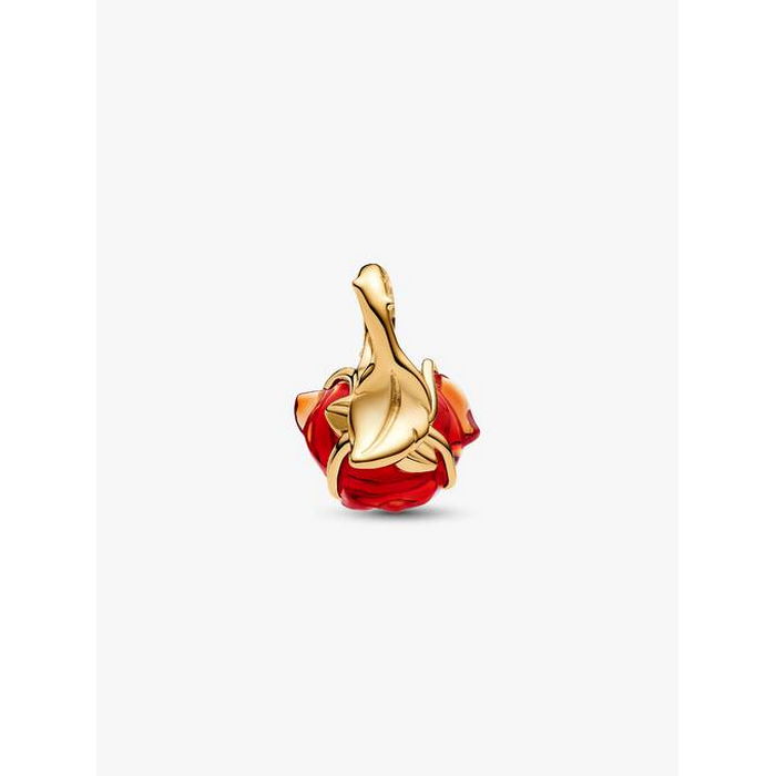 Pandora bedel Goldplated Disney Belle en het Beest Betoverende Roos Charm 764018C01 Collabs - Afbeelding 4