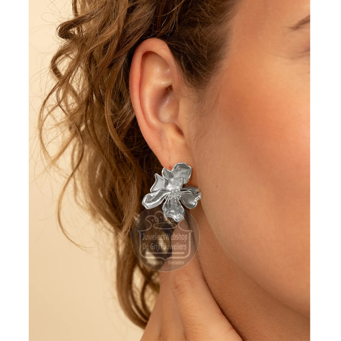 Sparkling Jewels Oorstekers Botanic Push Back Zilver EAS45 - Afbeelding 3