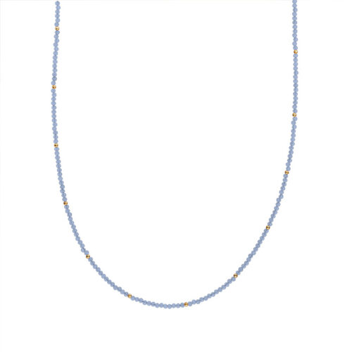 Sparkling Jewels Beaded Necklace 2mm Milky Blue Jade NLK04G-G68 42cm+2cm