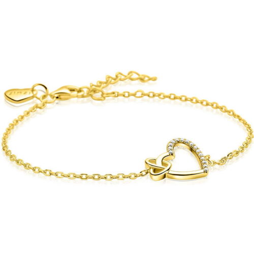 Zinzi Armband Verguld ZIA2874Y verbonden hartjes zirkonia