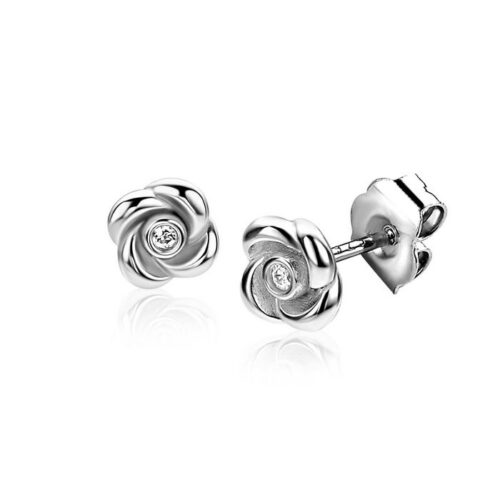 Zinzi Oorknoppen ZIO2872 Roos Zirkonia Zilver